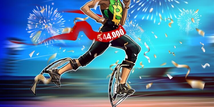 Bitcoin bulls charge to $44K as week-to-date BTC price gains pass 10%