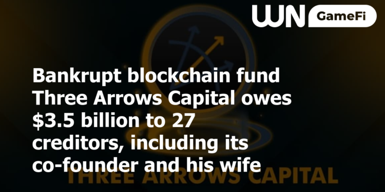 Bankrupt blockchain fund Three Arrows Capital owes $3.5 billion to 27 creditors, including its co-founder and his wife